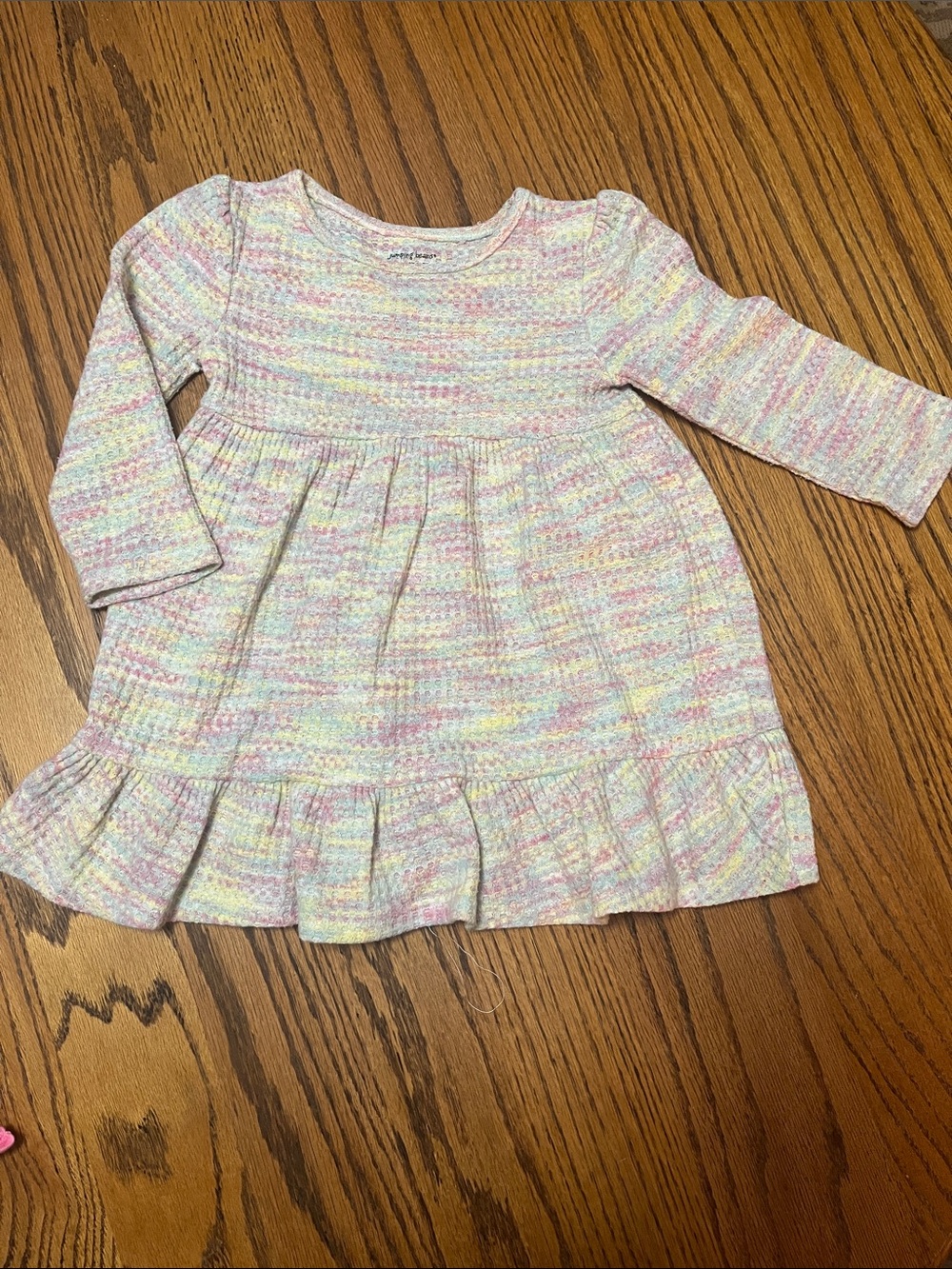 wonder nation Pastel Multicolor Knit Dress with Ruffle Hem - Pink, Yellow, Blue